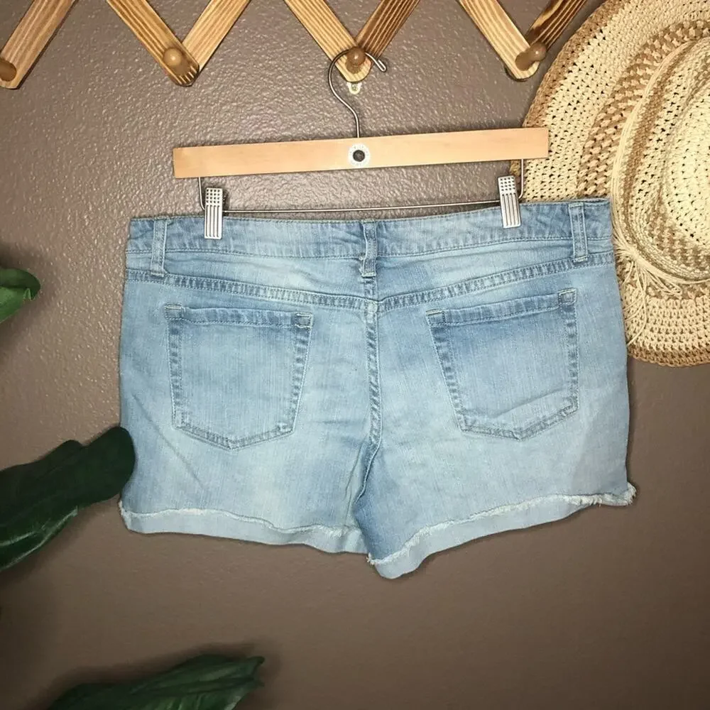 Mossimo Distressed Frayed Hem Cuffed Jean Shorts